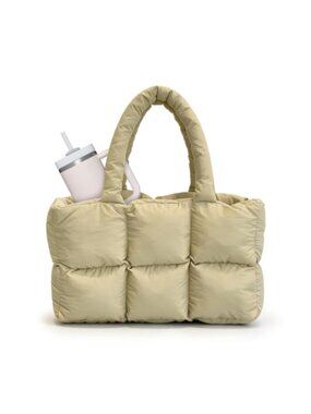 Quilted Puffer Tote Bag Lightweight Shoulder Bag Large Capacity Travel Gym